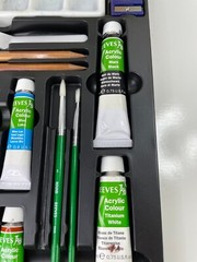 Reeves Acrylic Colour Complete Painting Set Paints Brushes Boards Palette + More