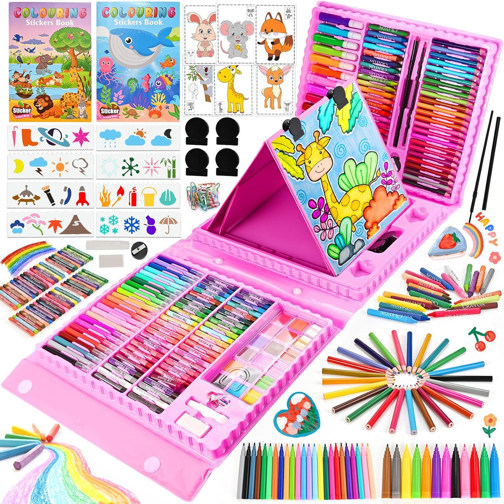 Art Supplies, 230 PCS+ Drawing Art Kit, Kids Art Set with Double Sided Trifold E