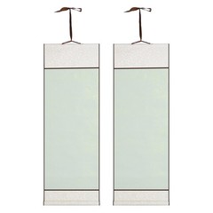 37.4″ x 12.6″ 2 Pcs Blank Hanging Scroll Paper Wood Rod, Sky Cyan