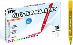 Inc. Multicolor Glitter Markers – 18 Assorted Colors, Sparkly Non-Toxic Water-Ba