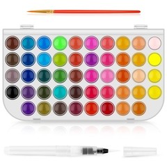 48 Color Watercolor Paint Set Art Supplies Drawing Painting Kit w/ Brush