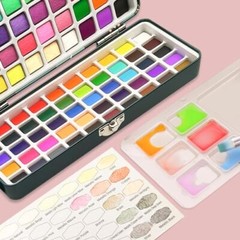 Watercolor Paint Set 100 Colors in Portable Box Travel Watercolor Set with Wa…