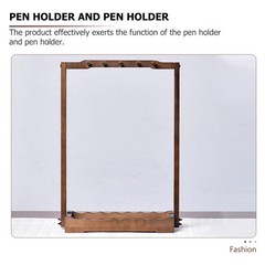 Chinese Brush Shelf Pen Hanger Wood Brush Stand Rack Hanger with 10 Pins Call…