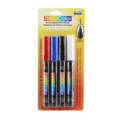 DecoColor Fine Tip Paint Marker Set 4/Pkg – Blue, Red, Black And White