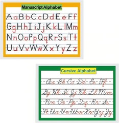 2 Pcs/set 26 Alphabet Cursive Training & Manuscript Chart for Classroom Decor |