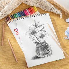 2 Pack Sketch Book with 36 Color Pencil Set, Spiral Sketchbook for Drawing (6…