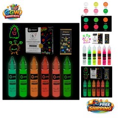 Vibrant Glow in the Dark Acrylic Paint Set – 6 Colors, Waterproof & Non-Toxic