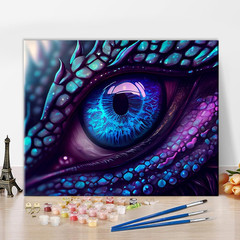 Paint by Numbers for Adults Dragon Eye in Blue and Purple Colors DIY Easy Paint