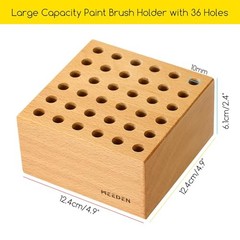 2Pcs Beechwood Pencil and Brush Holders: 36 Holes Paint Brush Storage 2-PACK