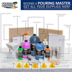 Pouring Masters 36-Color Metallic Ready to Pour Acrylic Pouring Paint Set with S