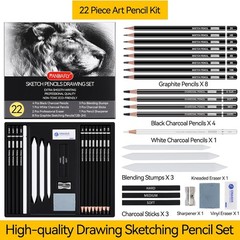 PANDAFLY Drawing Sketching Pencil Set, 22 Piece Pro Art Pencil Kit – Graphite Pe