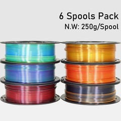 0.25 kg/spool, 6 Spools – Silk Black-orange; Red-gold; Black-red;…