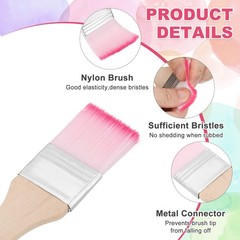 12 Pcs Paint Brush Set, 5.9 in Nylon Bristle Flat Brushes, #5 Red/White