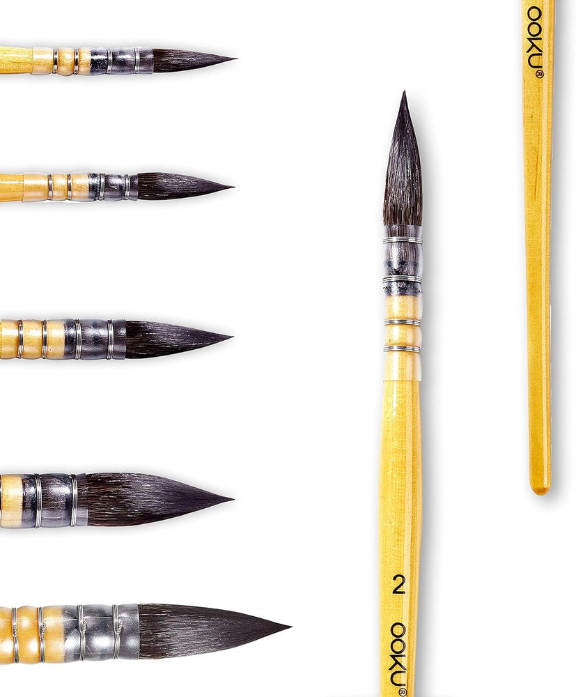 Professional Quill Brush for Watercolor Painting – Real Squirrel Hair Blend S…