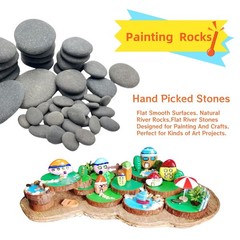 50PCS Flat Smooth River Rocks for Painting, DIY Arts and Crafts Decoration