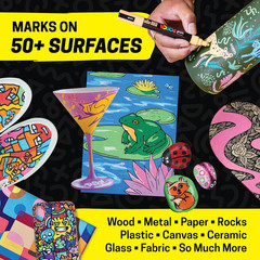 uni Posca Acrylic Paint Art Markers, Set of 12 Extra Fine Point Thin Paint Pens
