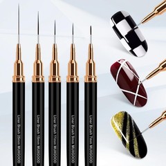 MUIIGOOD Nail Art Liner Brushes, 5Pcs Brush For Nails, Painting Black