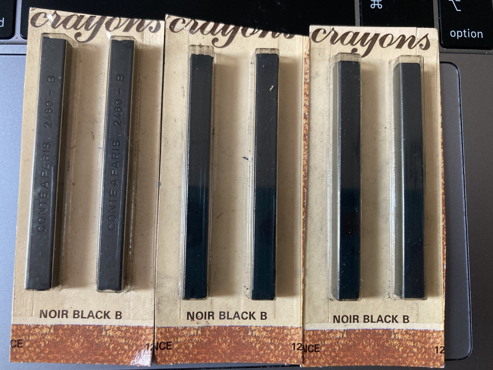 3 Packages Conte Artist Crayons Black. Exact photo of item. B