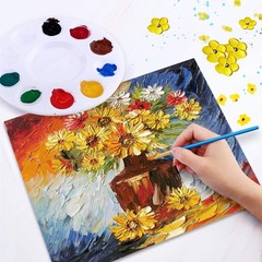 6 Packs 60 Brushes, 6 Mixing Palettes, Artist Paint Tool Kit, Blue