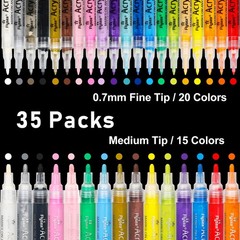 NAWOD 35 Premium Acrylic Paint Marker Pens, 1 Count (Pack of 35), Multicolor
