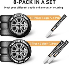 SELEAD Tire Marker White – 8 Pack Paint Pens for 1 Count (Pack of 8), 8white