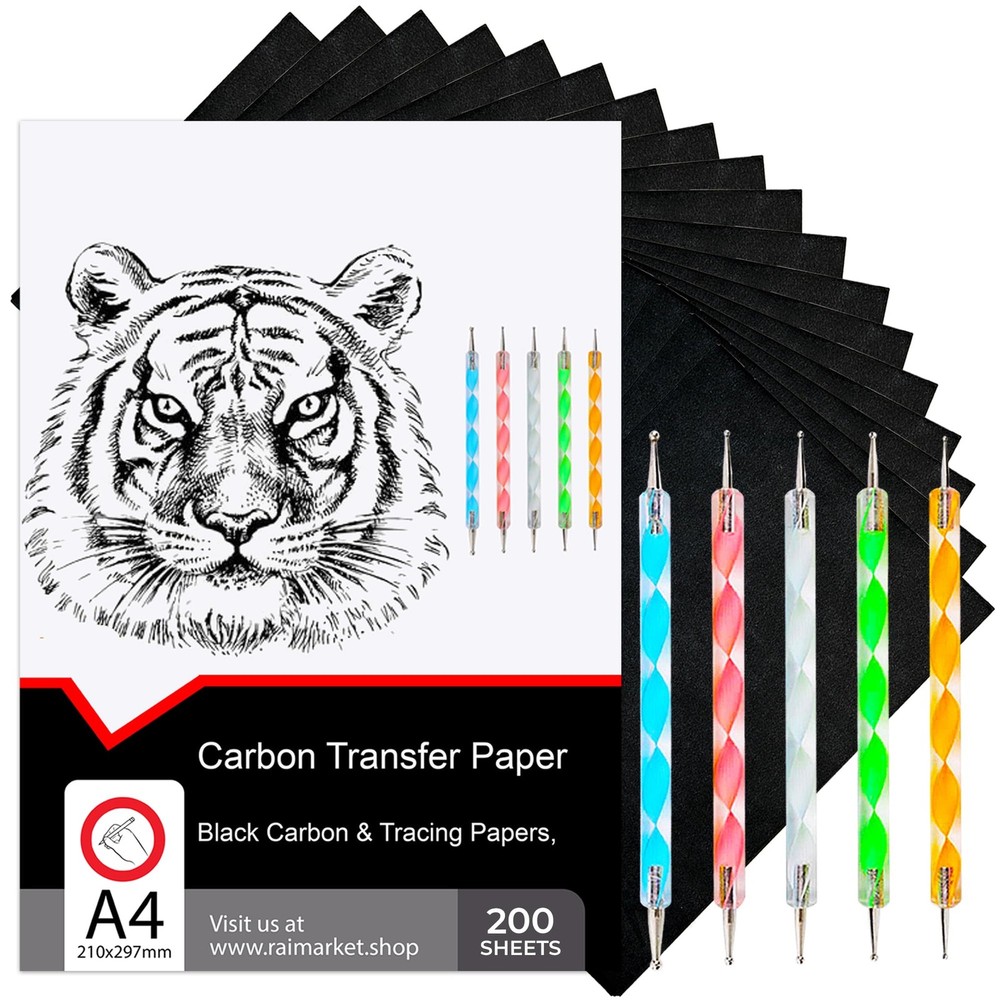 Raimarket 200 Sheets Black Carbon Paper for Tracing On Fabric | Carbon Paper …