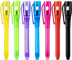7 Pack Upgraded Invisible Ink Spy Pen with UV Light, Magic Marker for Secret Mes