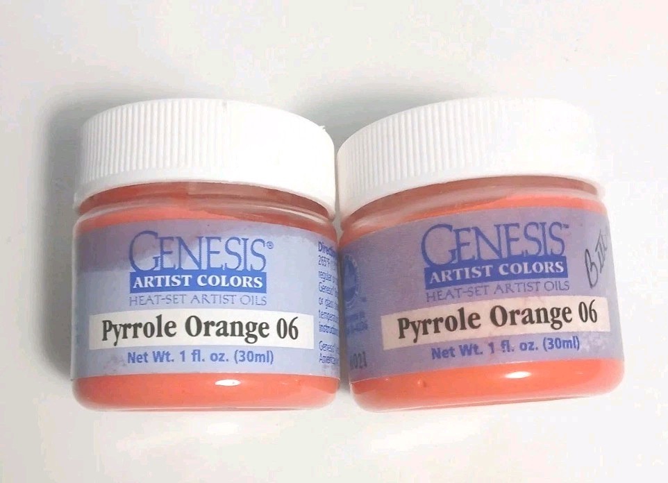 (2 Jars) Genesis Heat Set Oil Paint Pyrrole Orange 06 1oz Reborn Doll Art Artist