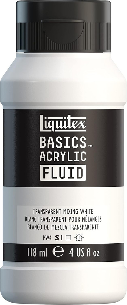 BASICS Acrylic Fluid Paint, 118Ml (4-Oz) Bottle, Transparent Mixing White