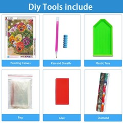 Flowers Diamond Art Kits for Adults,Round Full Drill 5D Diamond Painting Kits fo
