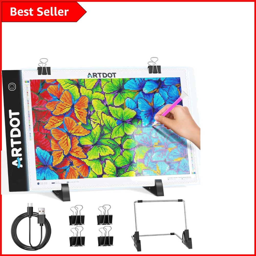 A4 LED Light Pad for Diamond Painting with Adjustable Brightness & Tools