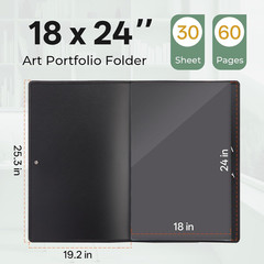 18″X24″ Art Portfolio, 30 Pockets Display 60 Pages Art Portfolio Folder with Cle
