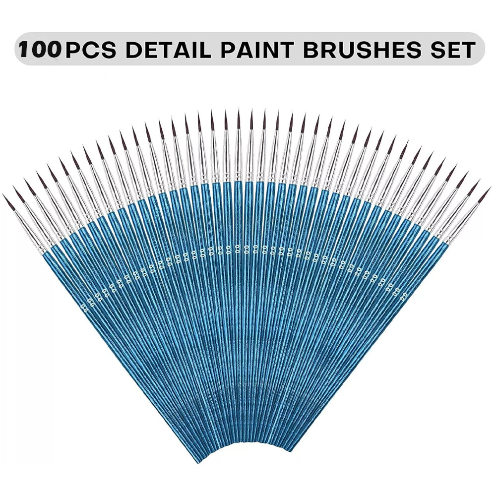 100PC Very Small Paint Brushes Fine Tip for Nail Art Model Craft Painting Blue