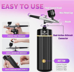 Cordless Airbrush Kit with Air Compressor 48PSI Rechargeable airbrush SprayerGun