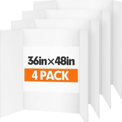 TUXITA Trifold Poster Board,4 Pack 36″ x 48″ Large White Corrugated Poster Bo…