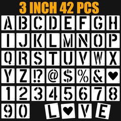 42 PCS Letter Stencils for Painting, Spray Paint Stencil, 3 Inch, White