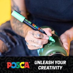 posca Paint Markers, 3M Fine Point Acrylic Paint Pens with Reversible Tips, Art