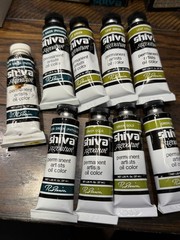 Vintage Shiva Signature Oil Paint Lot 28 Tubes Green Gold Phthalo Leaf Green