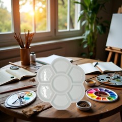 White Porcelain Watercolor Palette – Washable Ceramic 1″ x x 0.2″,