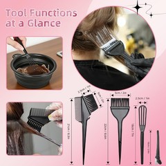 ROOHUA 8 Pcs Hair Coloring Kit – 5.6 inches (W) x 2 (H), Black