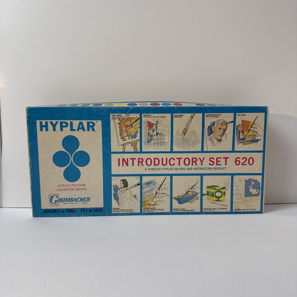 Vintage Vtg Grumbacher Hyplar Introductory Set 620 Acrylic Paint 2 Fl Oz Each