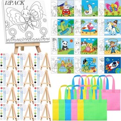 12 Sets Pre Drawn Canvas Kit for Painting with Multi Theme Drawn Canvas Panel…
