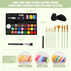 Pintada 26 Color Face 7.8in*5in*0.5in, 26 Colors Paint With Brush Set