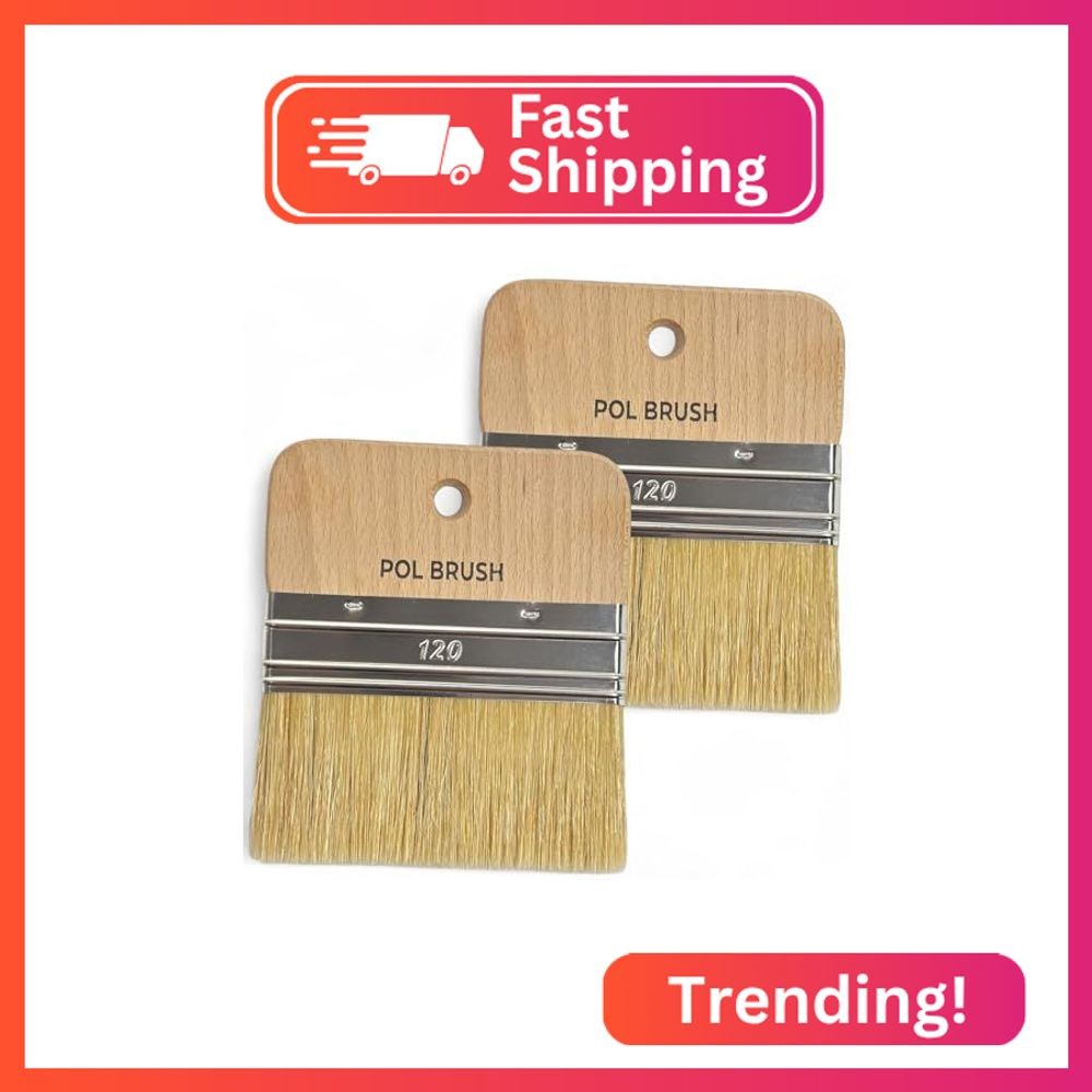 Set of 2 5 Inch Flat Paddle Paint Brushes – High European Quality – Natural Bris