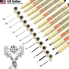 Micro Fineliner Drawing Art Pens: 12 Black Fine Line Waterproof Black,12pcs