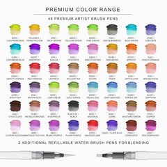 48 Premium Watercolor Pens +2 Highly Blendable Watercolor Markers, Flexible T…
