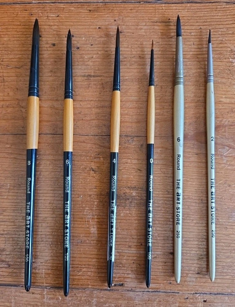 The Art Store 6 Professional Series 100/250 Watercolor Acrylic Paint Brushes