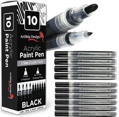 Set of 10 Acrylic Paint Markers – Extra Fine & Medium Point