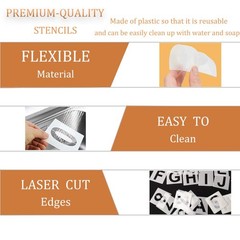 Eage 4 Inch Letter Stencils for Painting, 62 Pcs Reusable Plastic 4
