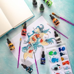 Acrylic Ink Premium 12pc x 20ml 0.7 oz Artists Colors Air Brush Pouring Set